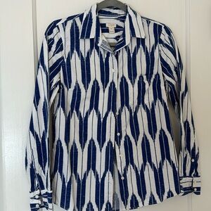 J. Crew Factory button up long sleeve shirt in an ikat/aztec pattern